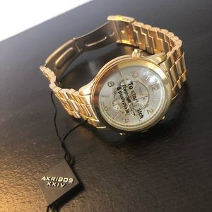 Akribos XXIV Champagne Dial Gold-tone Watch